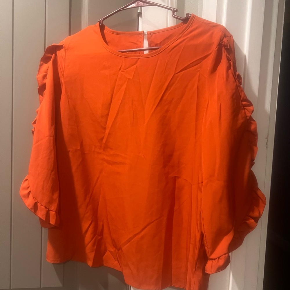 Orange Boxy Ruffled Blouse